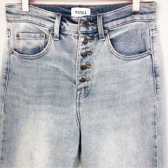PISTOLA | Light Wash Blue Denim Skinny Jeans Exposed Button Fly Women’s Size 28 - Picture 4 of 12
